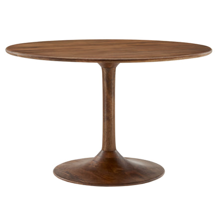 Lippa 48" Round Solid Wood Dining Table in Walnut