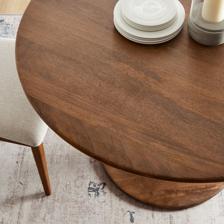 Lippa 48" Round Solid Wood Dining Table in Walnut