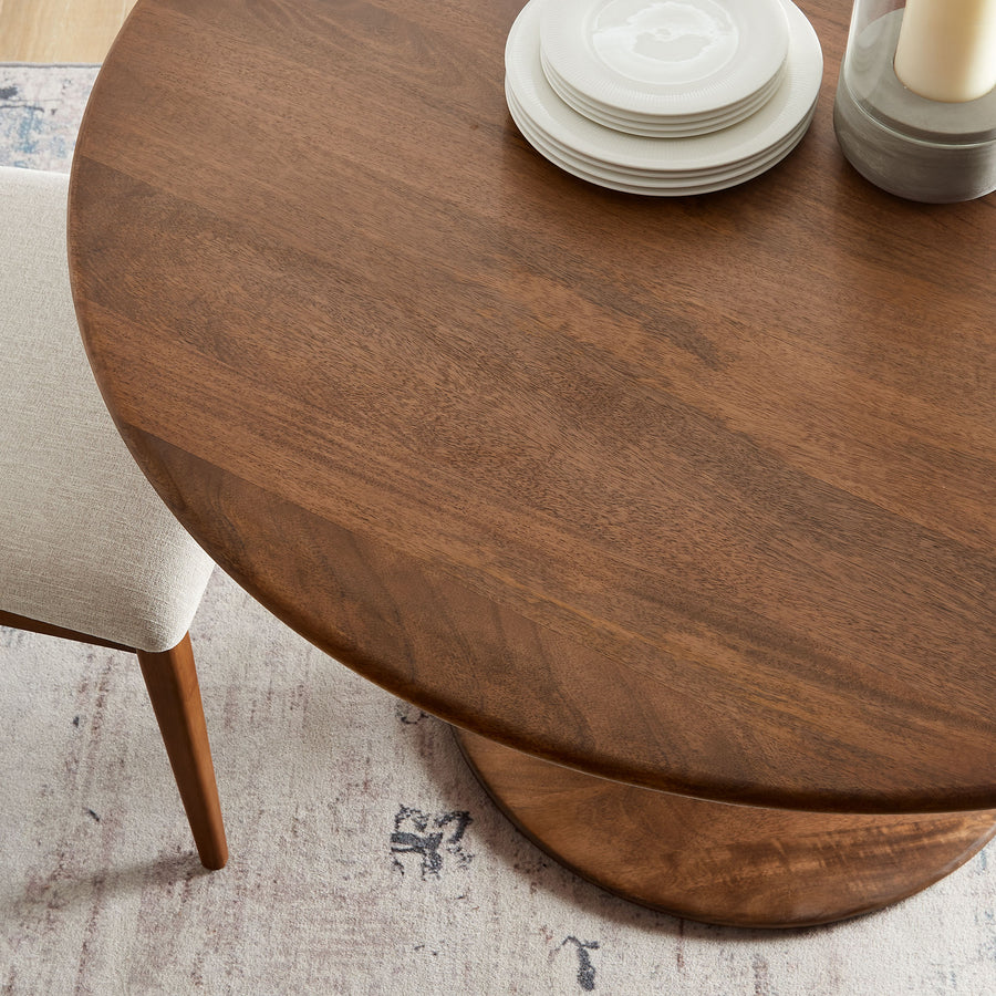 Lumen 48" Round Solid Wood Dining Table in Walnut