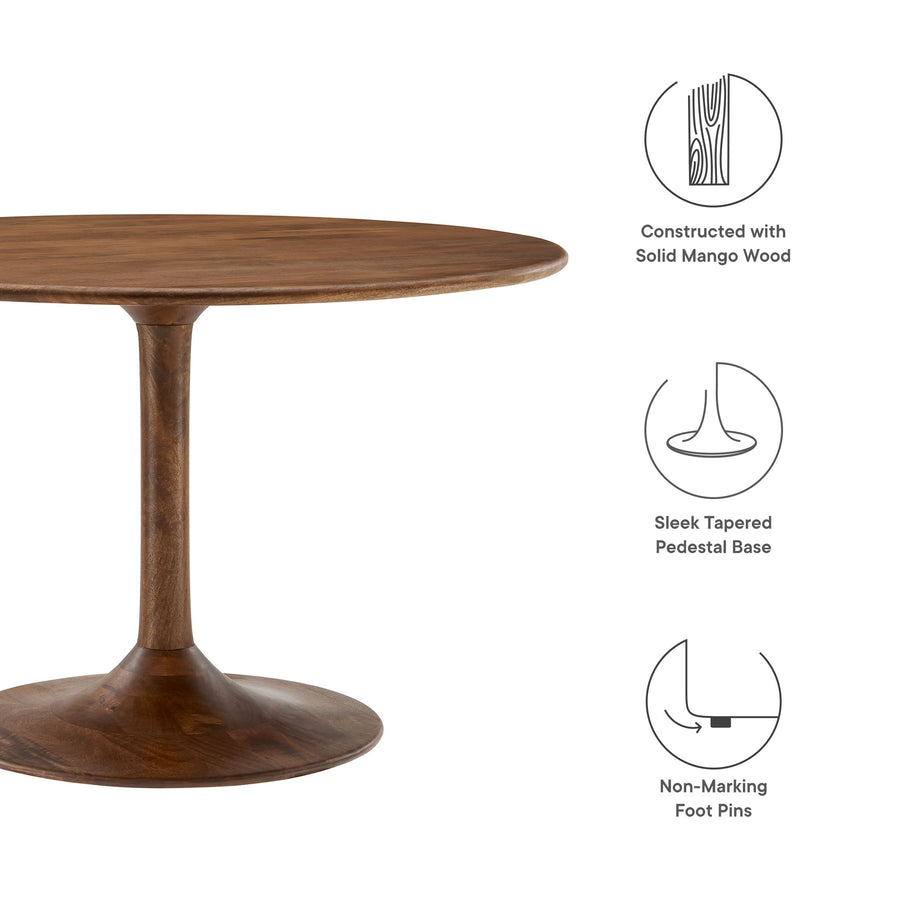 Lumen 48" Round Solid Wood Dining Table in Walnut