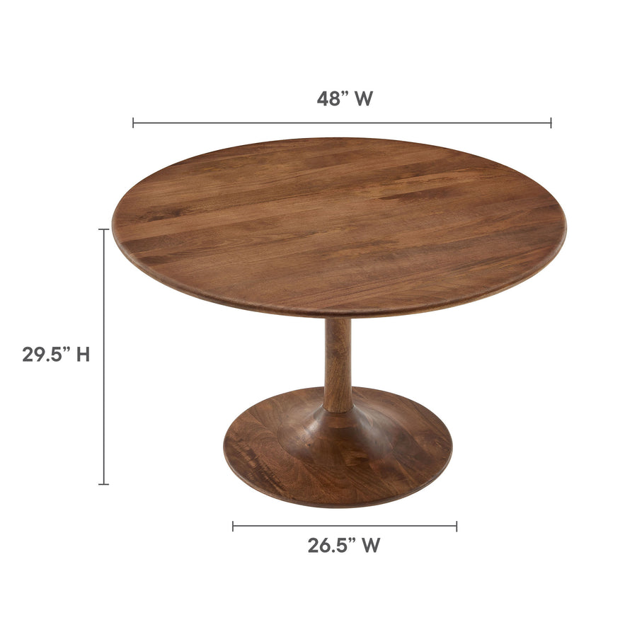 Lumen 48" Round Solid Wood Dining Table in Walnut