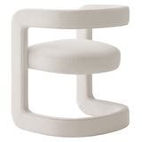 Sepia Barrel Performance Velvet Dining Chair in Alabaster
