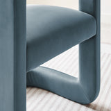 Sepia Barrel Performance Velvet Dining Chair in Cadet Blue