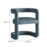 Sepia Barrel Performance Velvet Dining Chair in Cadet Blue
