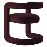 Sepia Barrel Performance Velvet Dining Chair in Mulberry