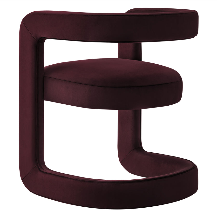 Sepia Barrel Performance Velvet Dining Chair in Mulberry