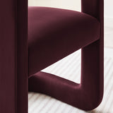 Sepia Barrel Performance Velvet Dining Chair in Mulberry