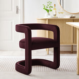 Sepia Barrel Performance Velvet Dining Chair in Mulberry