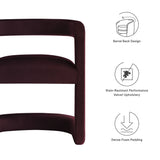 Sepia Barrel Performance Velvet Dining Chair in Mulberry