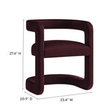 Sepia Barrel Performance Velvet Dining Chair in Mulberry