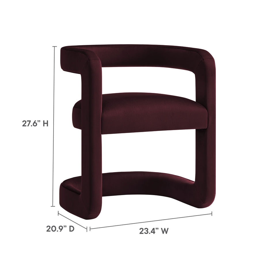 Sepia Barrel Performance Velvet Dining Chair in Mulberry