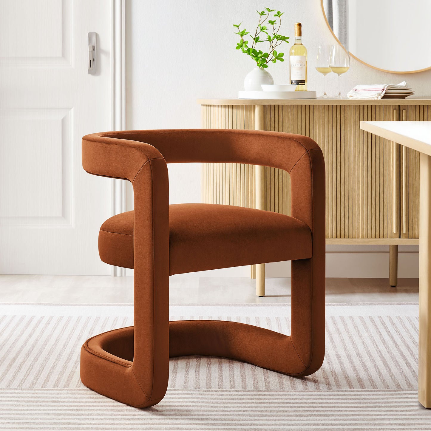 Winslow Barrel Performance Velvet Dining Chair by Furniture For America