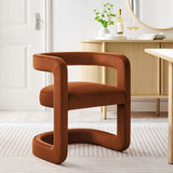 Sepia Barrel Performance Velvet Dining Chair in Rust