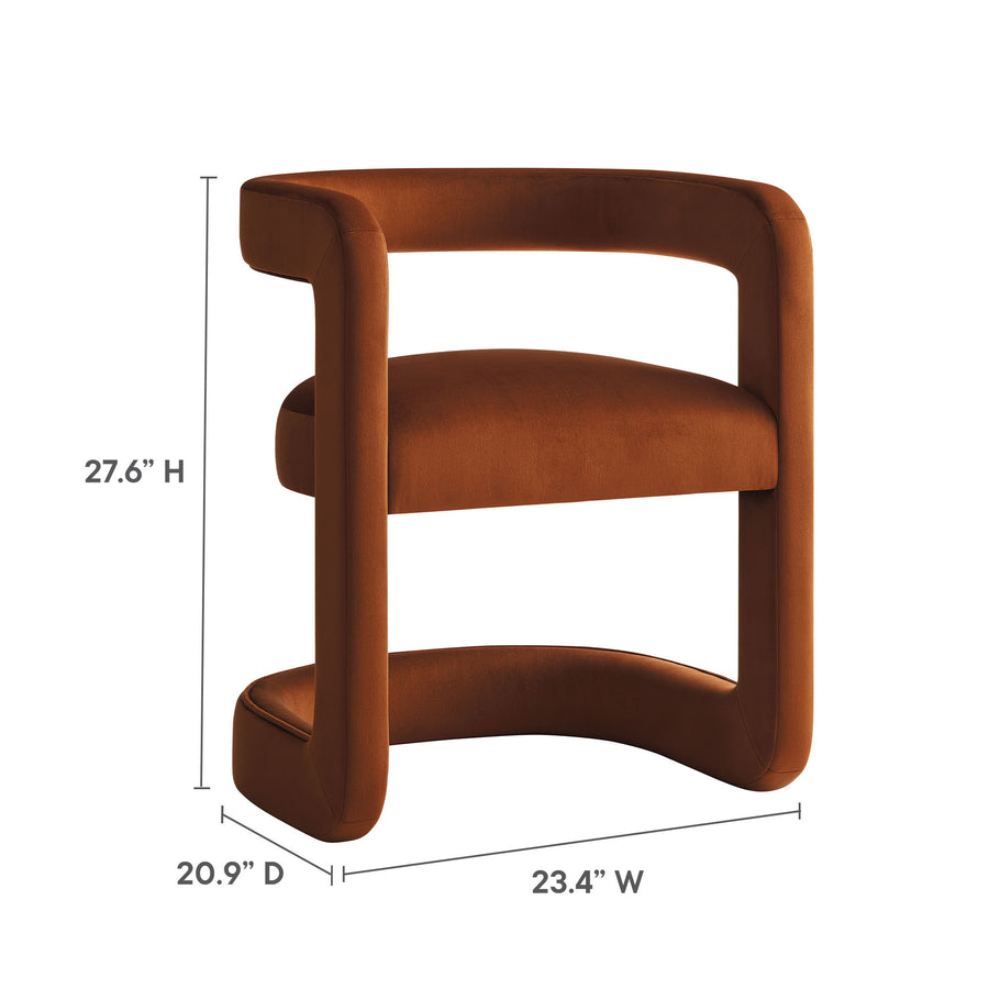 Sepia Barrel Performance Velvet Dining Chair in Rust