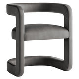 Sepia Barrel Performance Velvet Dining Chair in Storm Gray