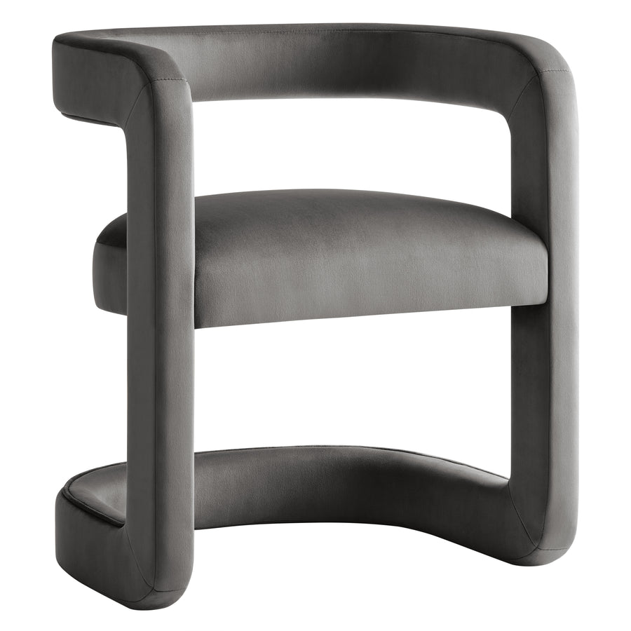 Sepia Barrel Performance Velvet Dining Chair in Storm Gray