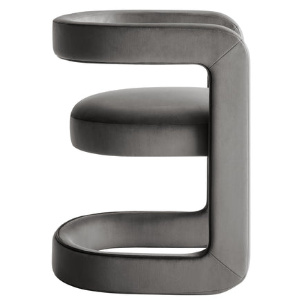 Winslow Barrel Performance Velvet Dining Chair in Storm Gray