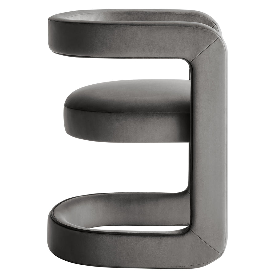 Sepia Barrel Performance Velvet Dining Chair in Storm Gray