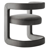 Sepia Barrel Performance Velvet Dining Chair in Storm Gray