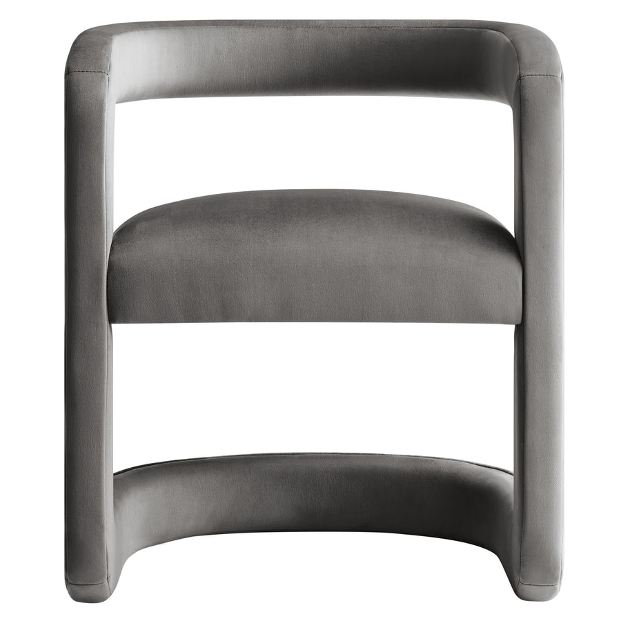 Sepia Barrel Performance Velvet Dining Chair in Storm Gray