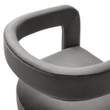 Sepia Barrel Performance Velvet Dining Chair in Storm Gray