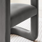 Sepia Barrel Performance Velvet Dining Chair in Storm Gray