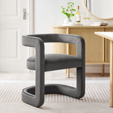 Sepia Barrel Performance Velvet Dining Chair in Storm Gray