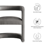 Sepia Barrel Performance Velvet Dining Chair in Storm Gray