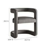 Sepia Barrel Performance Velvet Dining Chair in Storm Gray