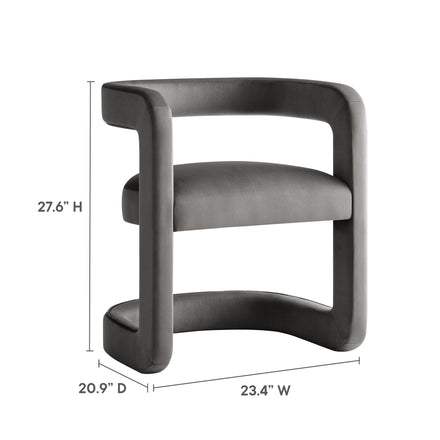 Winslow Barrel Performance Velvet Dining Chair in Storm Gray