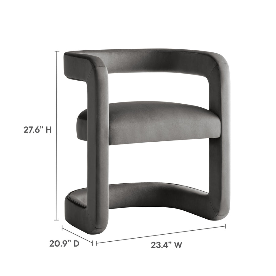 Sepia Barrel Performance Velvet Dining Chair in Storm Gray