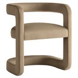 Sepia Barrel Performance Velvet Dining Chair in Taupe