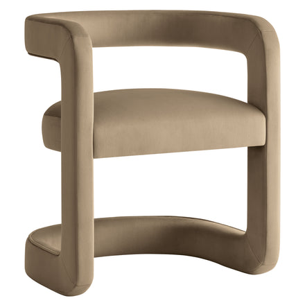 Winslow Barrel Performance Velvet Dining Chair in Taupe