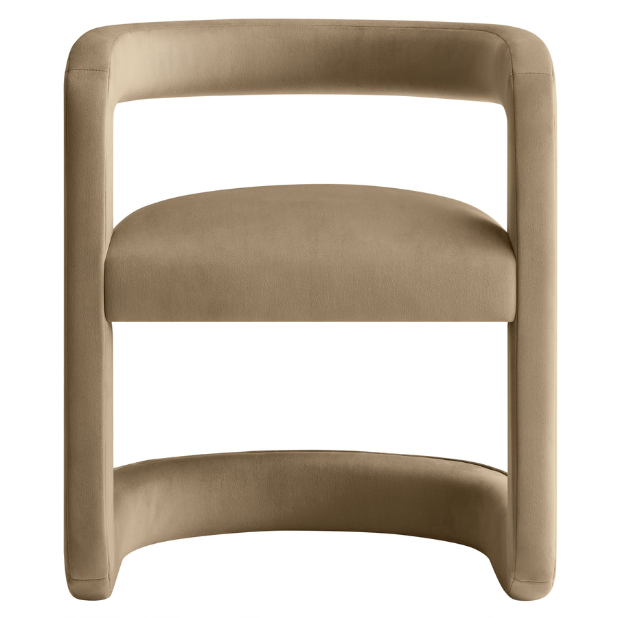 Sepia Barrel Performance Velvet Dining Chair in Taupe
