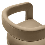 Sepia Barrel Performance Velvet Dining Chair in Taupe