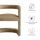 Sepia Barrel Performance Velvet Dining Chair in Taupe