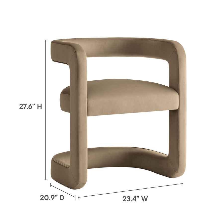 Sepia Barrel Performance Velvet Dining Chair in Taupe