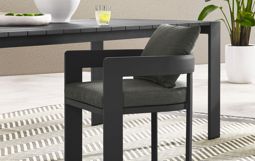 Aspen Outdoor Patio Aluminum Dining Chair in Gray Charcoal