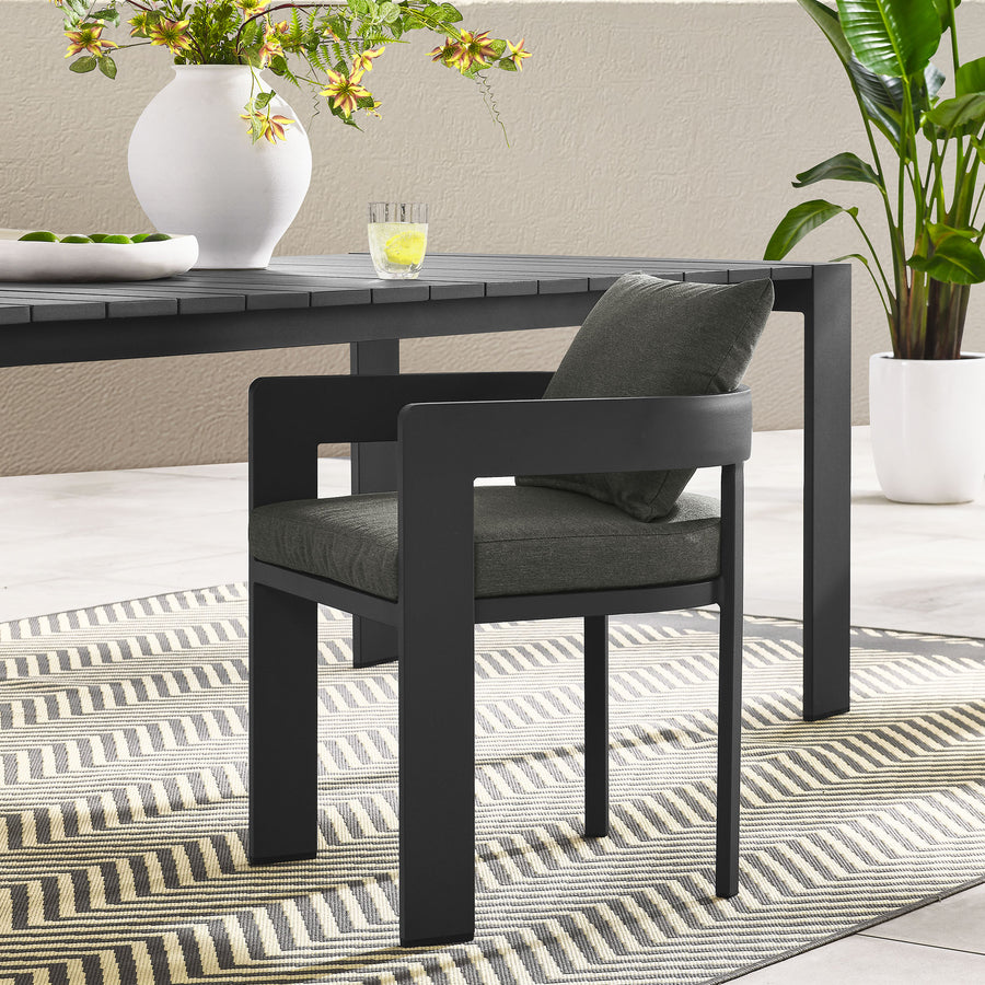 Aspen Outdoor Patio Aluminum Dining Chair in Gray Charcoal