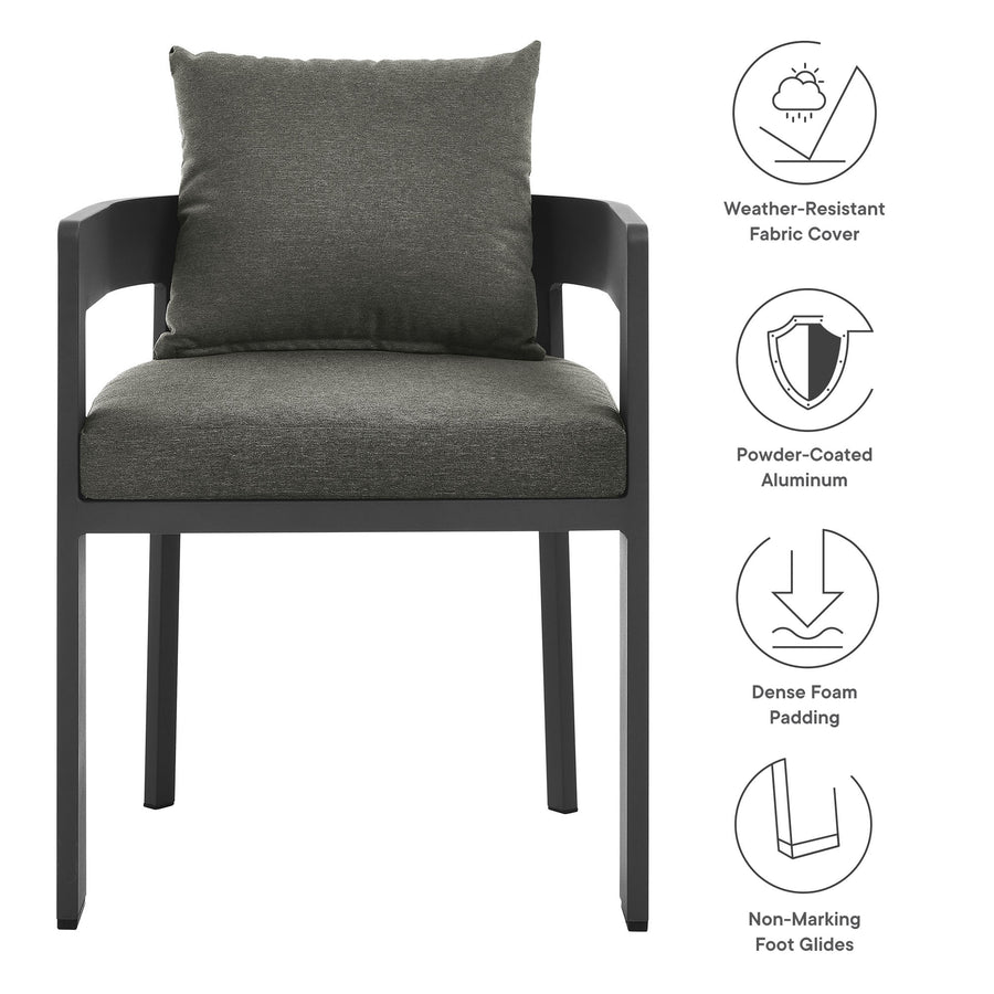 Aspen Outdoor Patio Aluminum Dining Chair in Gray Charcoal