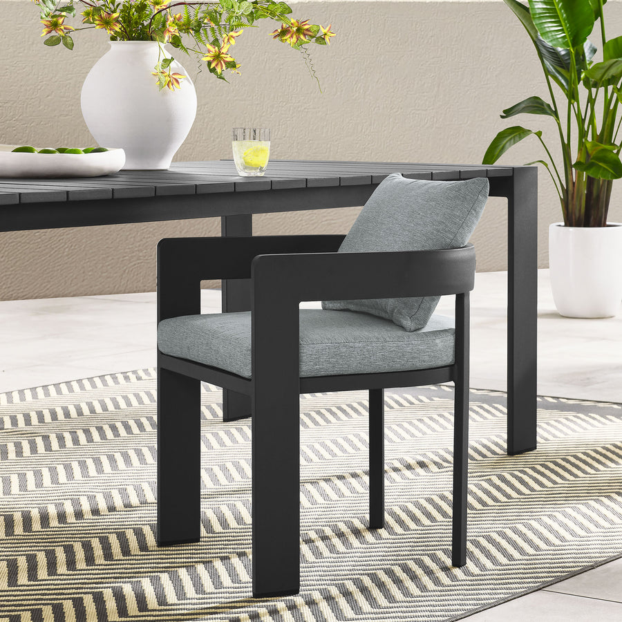 Aspen Outdoor Patio Aluminum Dining Chair in Gray Gray