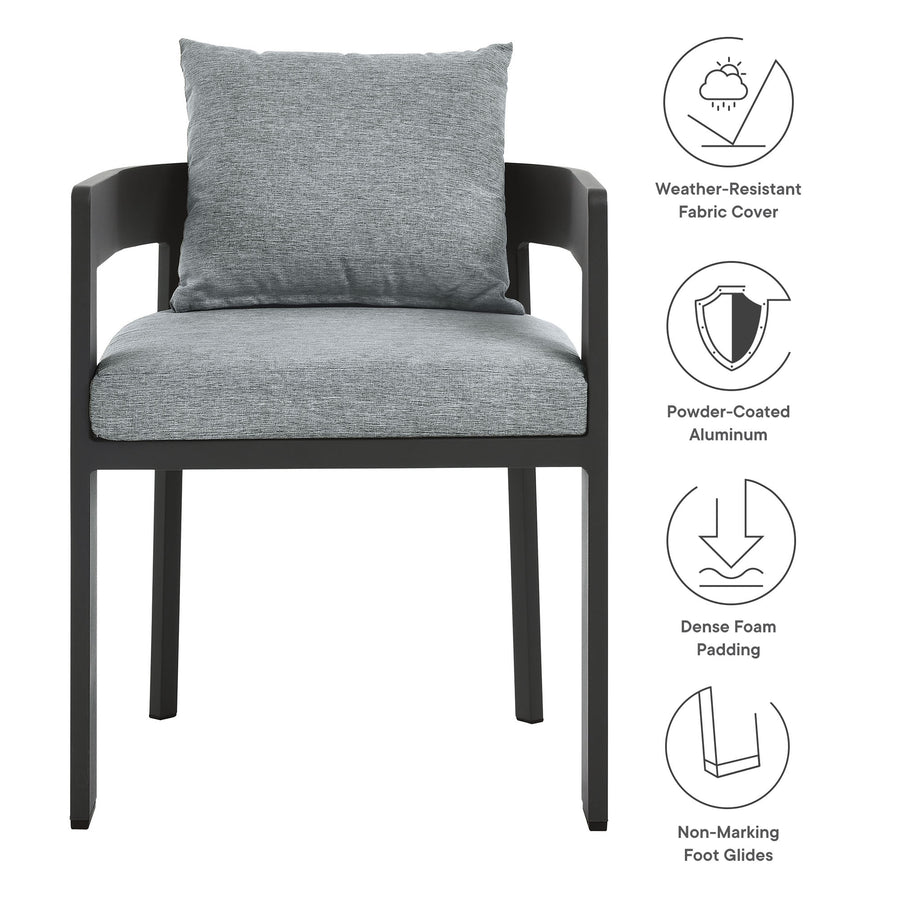 Aspen Outdoor Patio Aluminum Dining Chair in Gray Gray