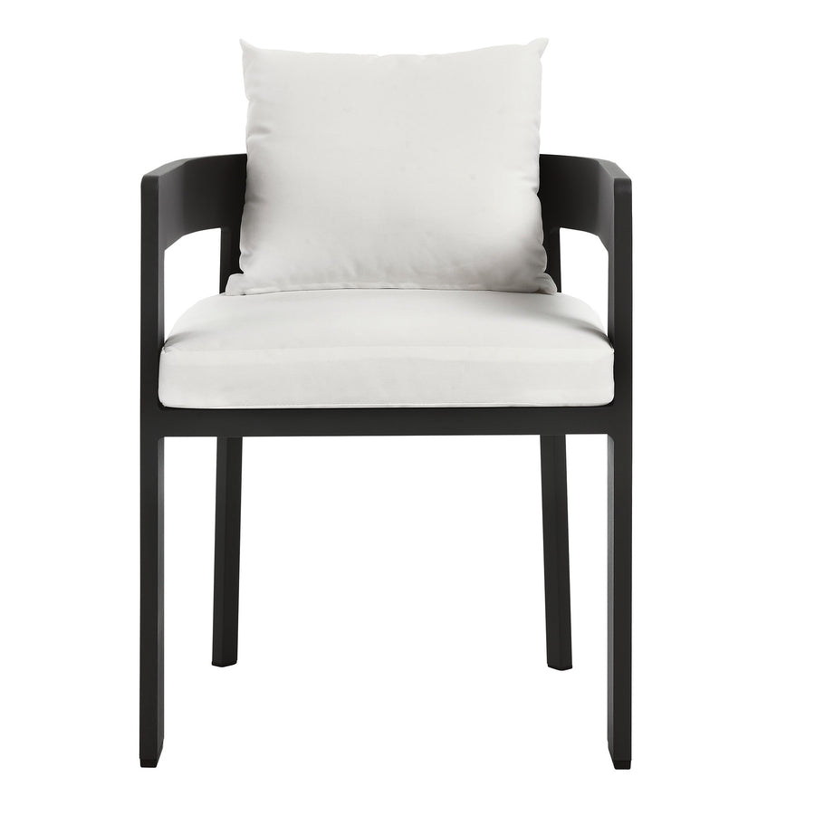 Aspen Outdoor Patio Aluminum Dining Chair in Gray White