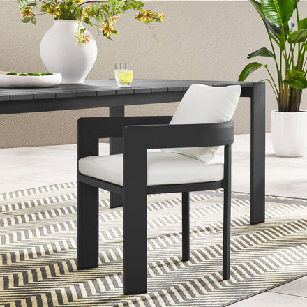 Tahoe Outdoor Patio Aluminum Dining Chair in Gray White