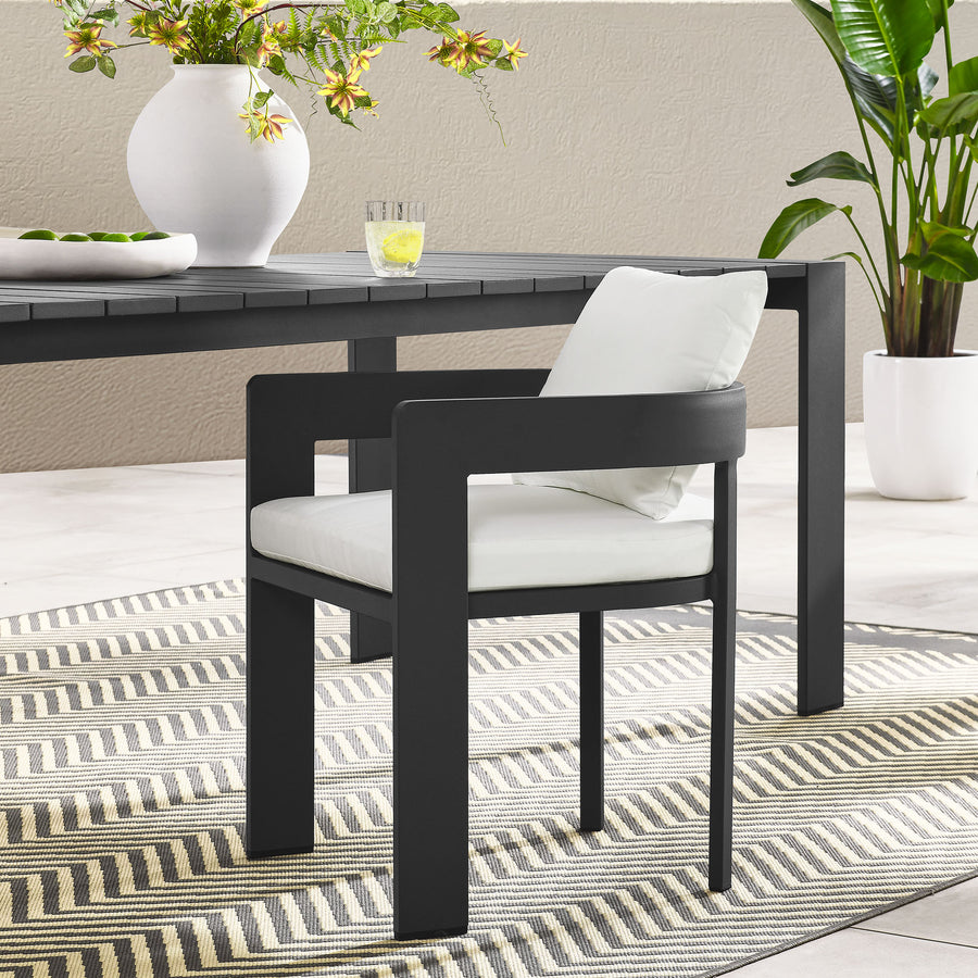 Aspen Outdoor Patio Aluminum Dining Chair in Gray White