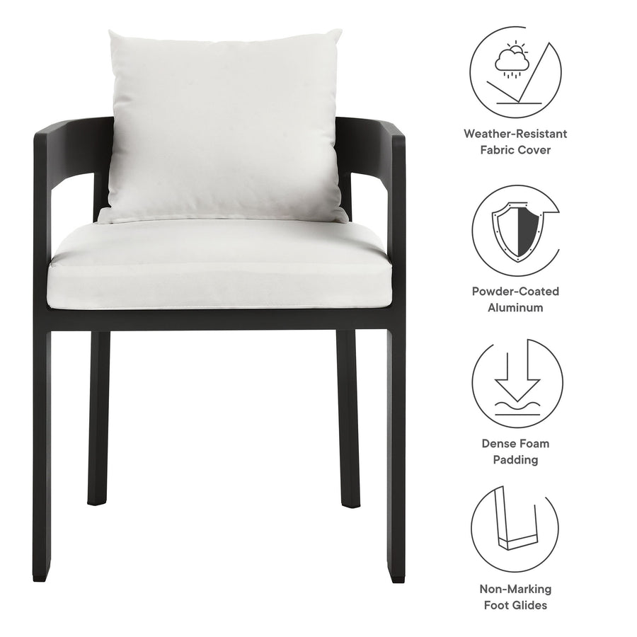 Aspen Outdoor Patio Aluminum Dining Chair in Gray White
