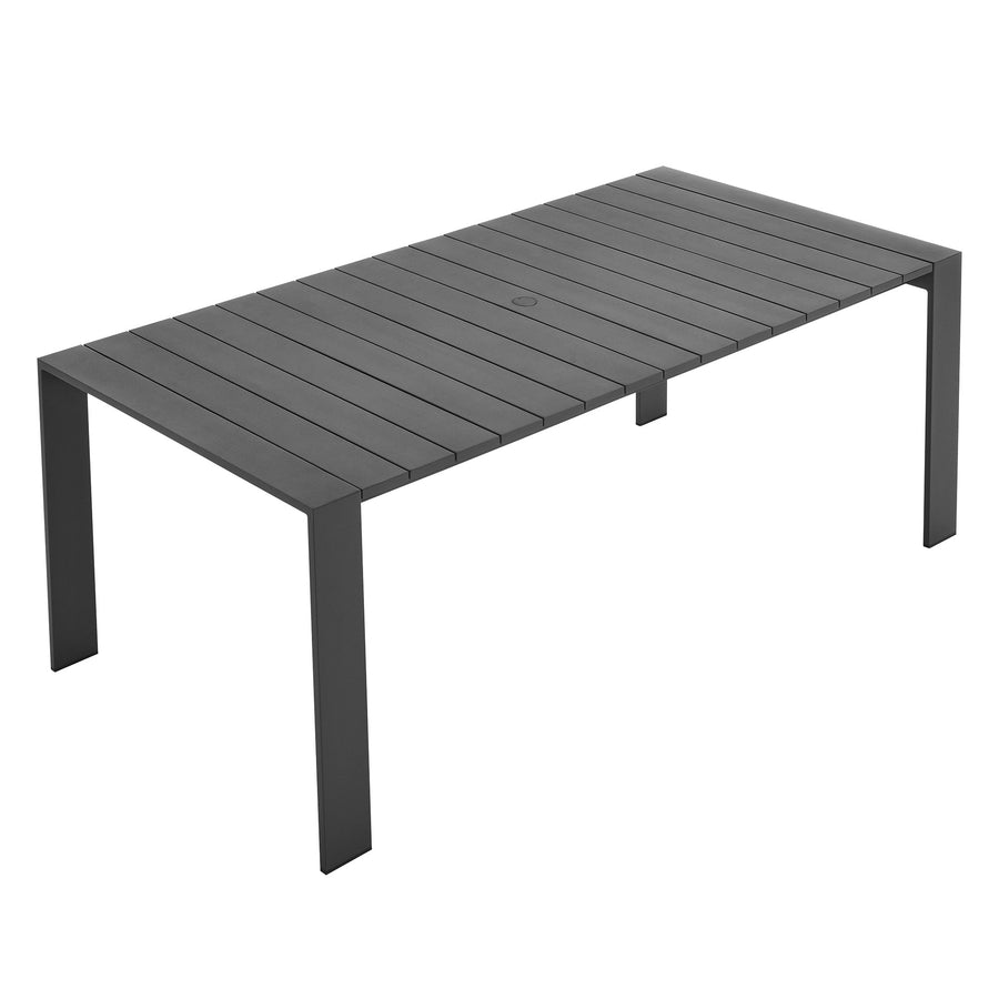 Aspen Rectangular Outdoor Patio Aluminum Dining Table in Gray