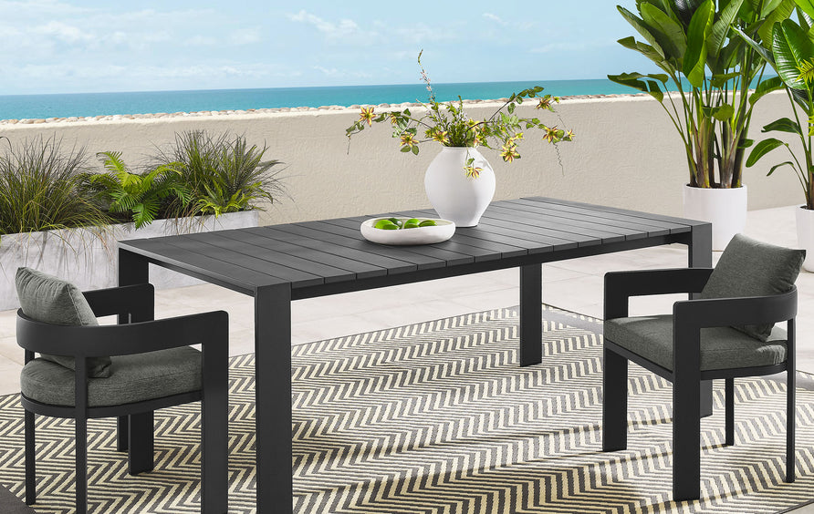 Aspen Rectangular Outdoor Patio Aluminum Dining Table in Gray