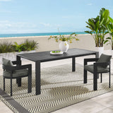 Aspen Rectangular Outdoor Patio Aluminum Dining Table in Gray