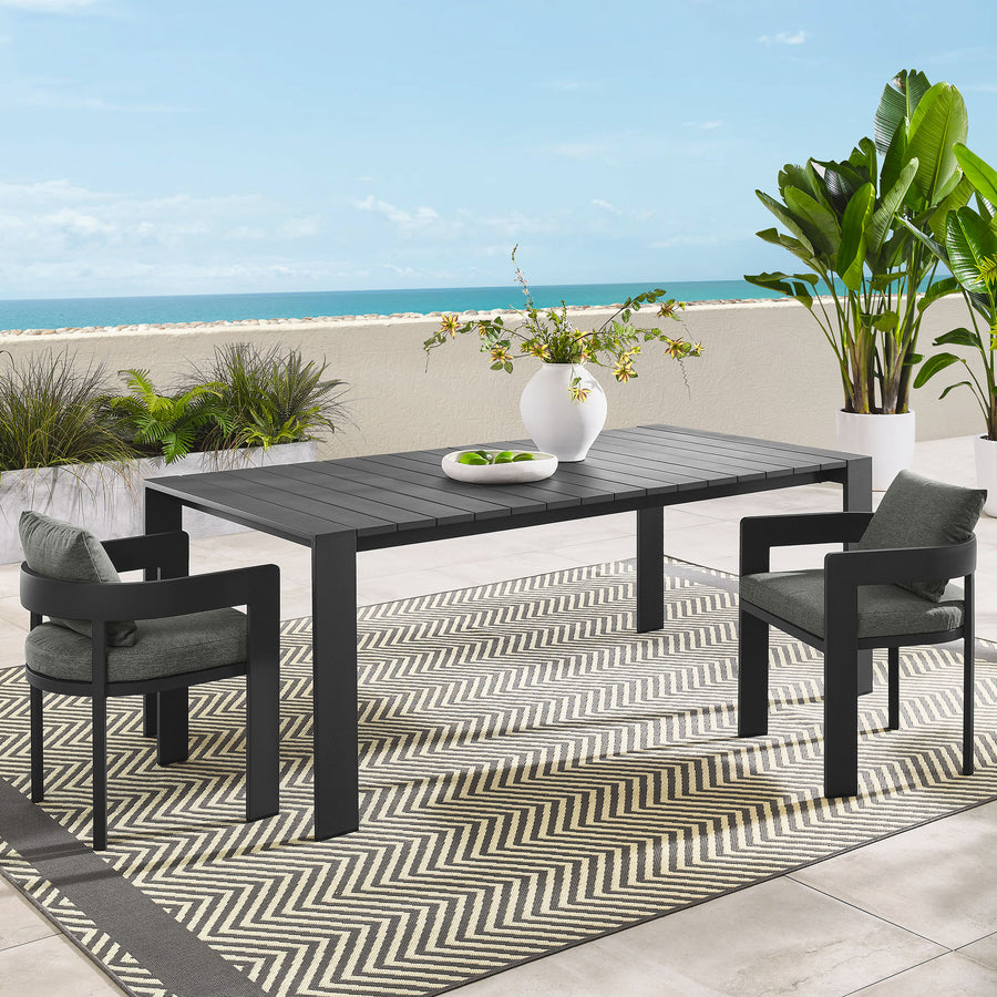 Aspen Rectangular Outdoor Patio Aluminum Dining Table in Gray